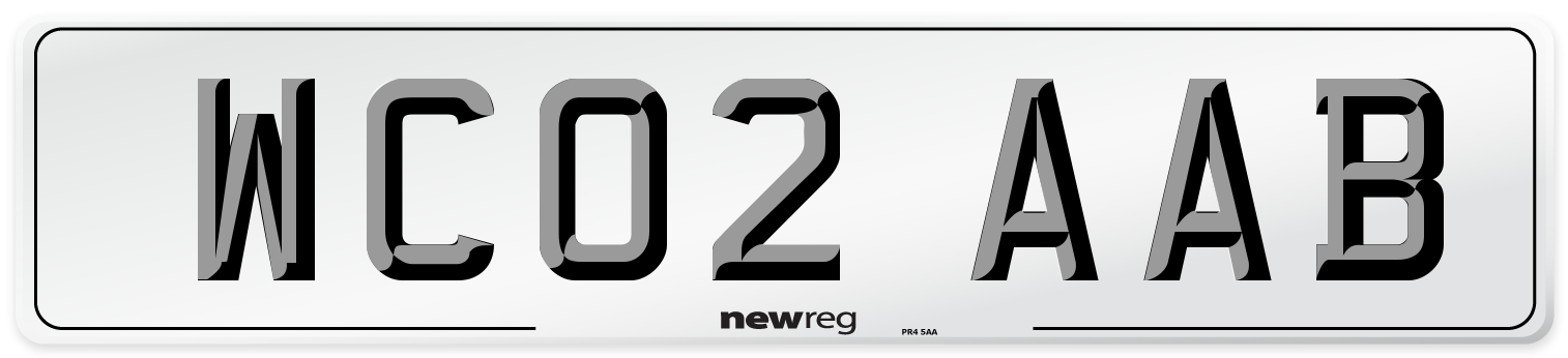 WC02 AAB Number Plate from New Reg